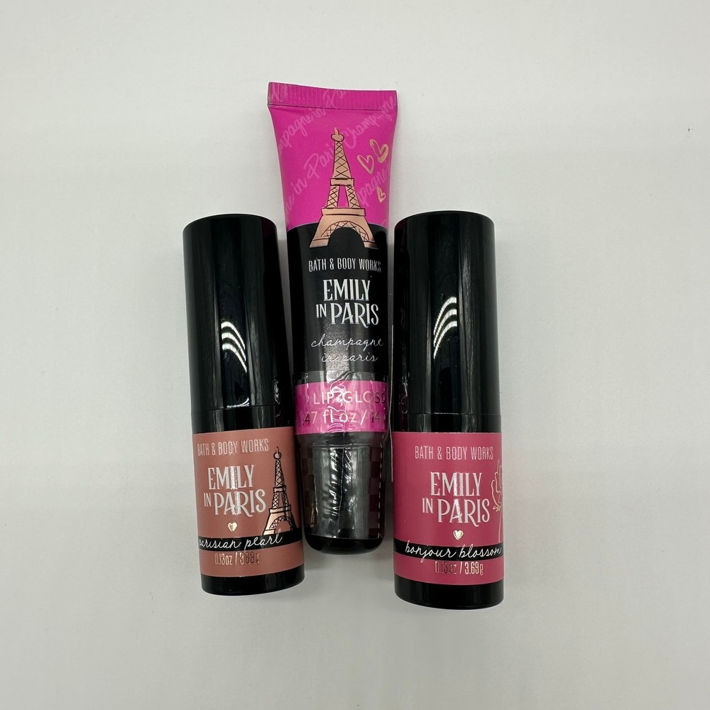 Bath & Body Works Emily In Paris Lip Gloss & Lip Stick 3 Piece Set Discontinued